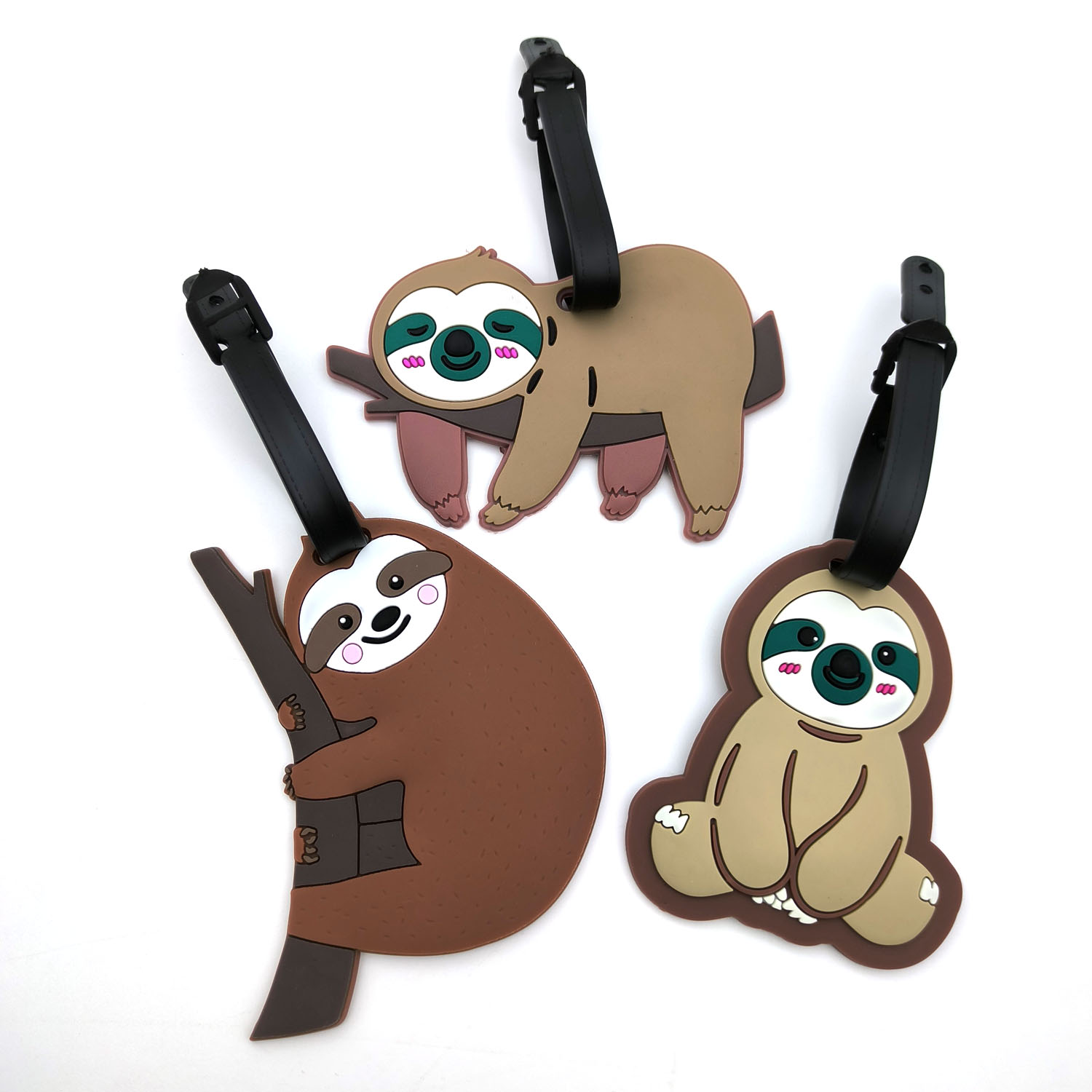 Travel Accessories India - 1 ピース/3 個最新のトラベルアクセサリー荷物タグクリエイティブナマケモノ飛行機搭乗券スーツケースシリコンポータブル旅行ラベル