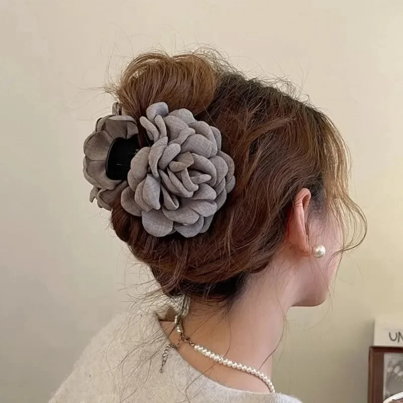 Travel Accessories Aesthetic - フランス生地ローズフラワー髪爪クリップ女性女の子毛クリップバレッタヘアピンヘアクランプ帽子ヘアアクセサリー