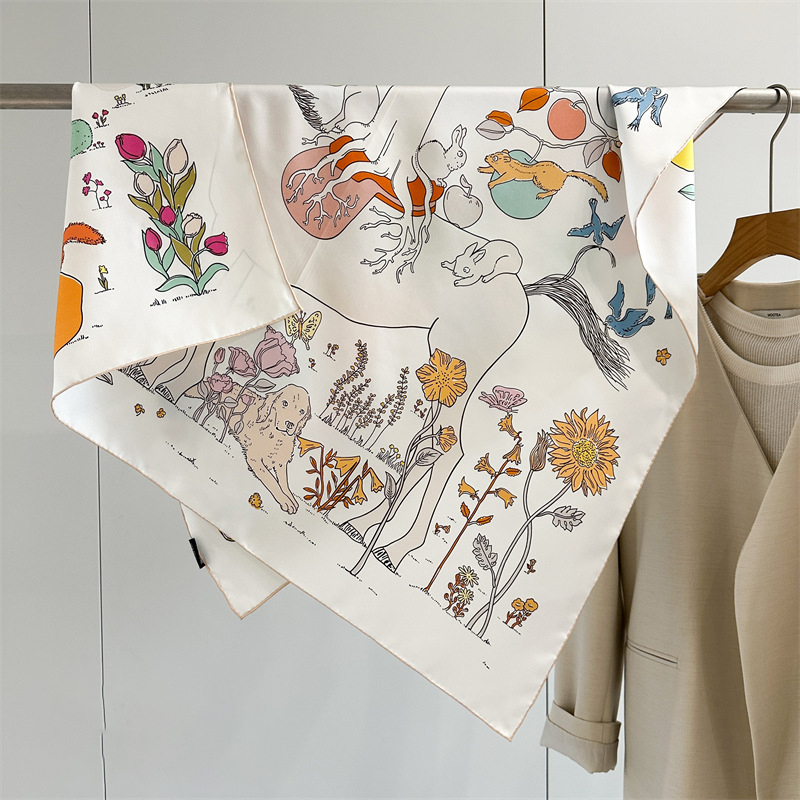 AB フェイスプリントシルクスカーフ 18 ミリメートル女性 - Travel Accessories Aesthetic のレビューと価格