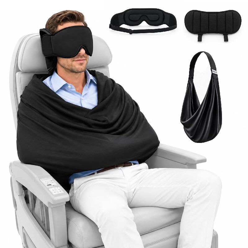 3-in-1 飛行機用スリープキット：メモリーフォーム製フラ - Travel Accessories Long Flight のレビューと価格